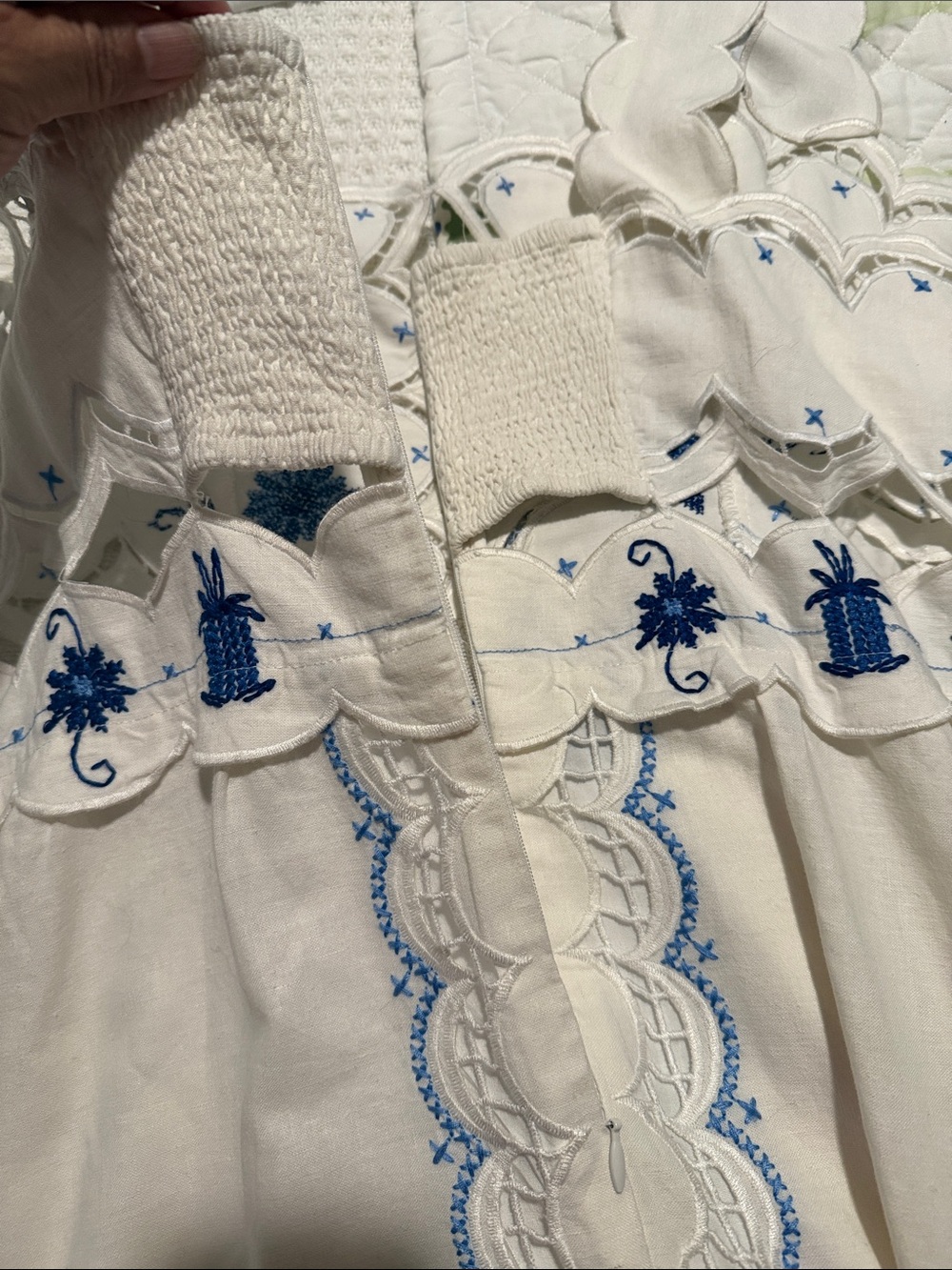 FARM Rio White Maxi Dress with Blue Floral Embroidery - Picture 8 of 10